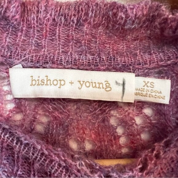 Bishop + Young ruffled v-neck open knit crochet sweater XS excellent condition - Picture 13 of 14